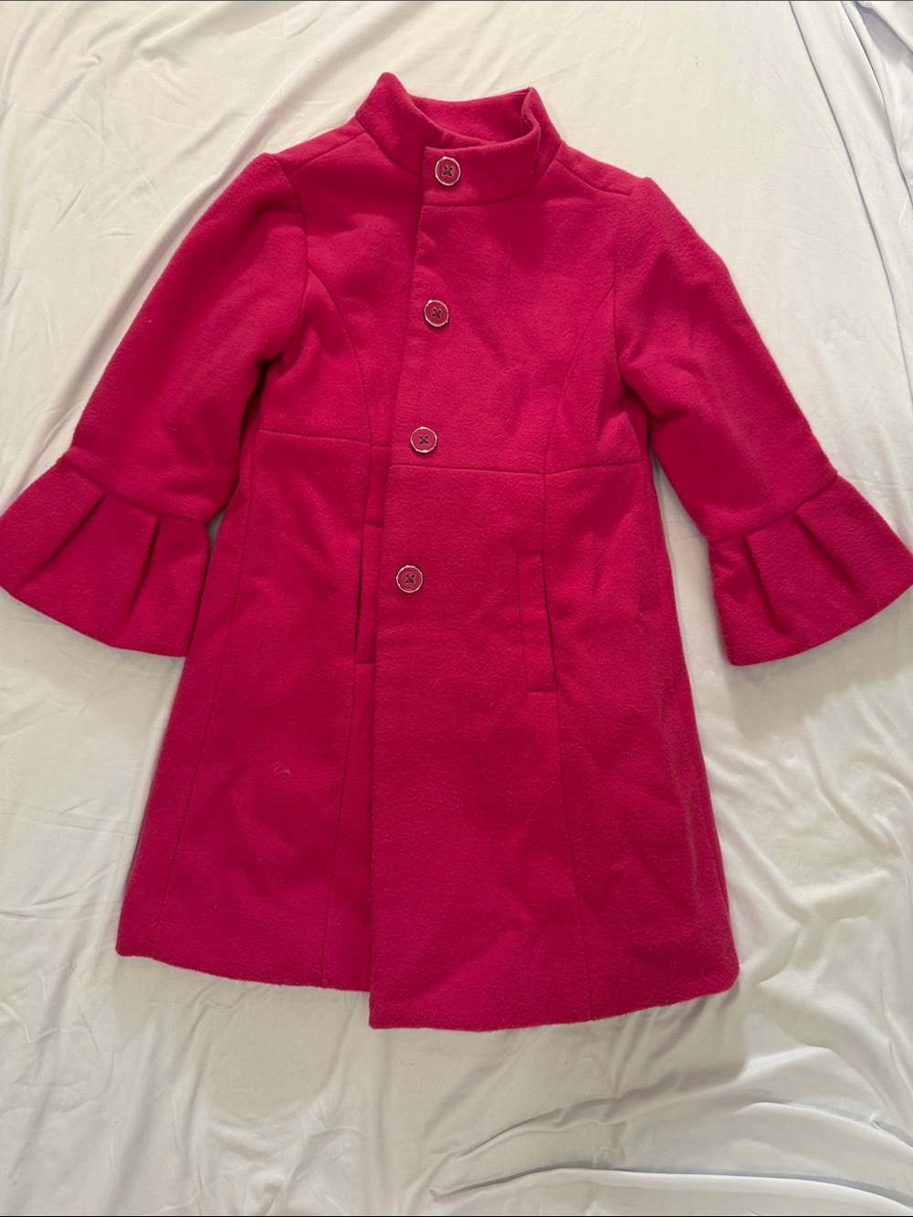 Janie and Jack Hot Pink Bell-Sleeve Pea Coat